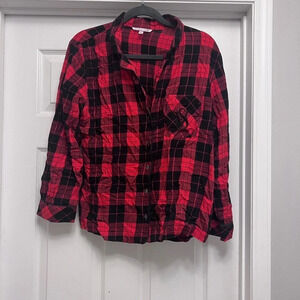 Victoria's Secret Red Plaid Night Shirt Christmas Size Small Embroidered Logo